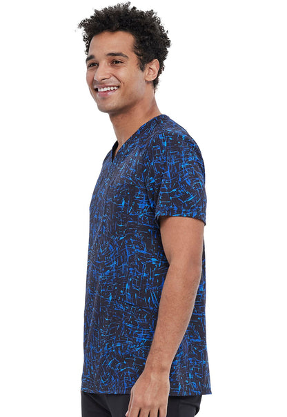 Abstract Cherokee Print Men's V Neck Scrub Top CK920 FMSR - Scrubs Select