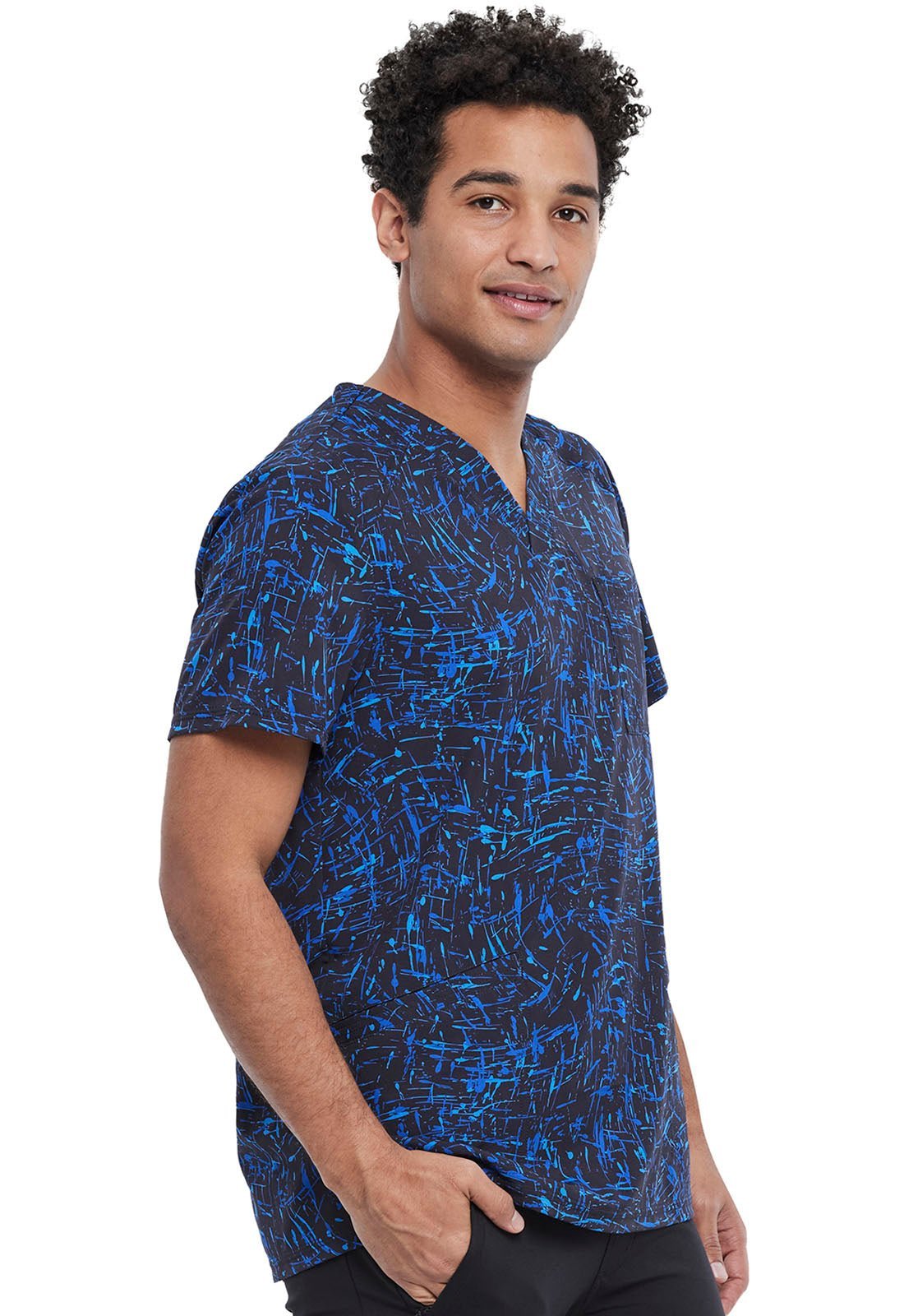 Abstract Cherokee Print Men's V Neck Scrub Top CK920 FMSR - Scrubs Select
