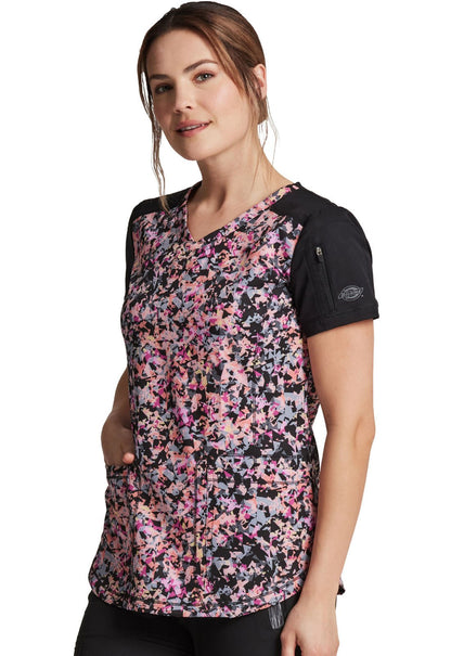 Abstract Dickes Dynamix Print V Neck Scrub Top DK732 FACP - Scrubs Select