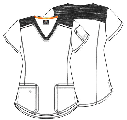 Abstract Dickies Dynamix Print V Neck Scrub Top DK602 MRMB - Scrubs Select