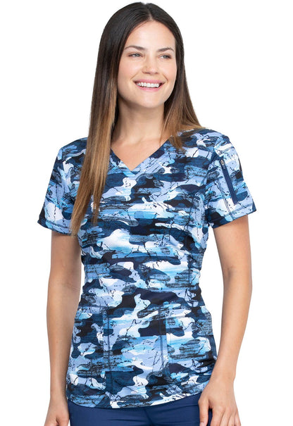 Abstract Dickies Dynamix Print V Neck Scrub Top DK731 STNV - Scrubs Select
