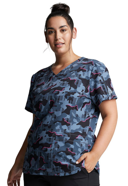 Abstract Dickies Dynamix Print V Neck Scrub Top DK731 TGHP - Scrubs Select