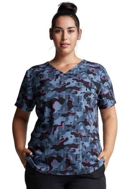 Abstract Dickies Dynamix Print V Neck Scrub Top DK731 TGHP - Scrubs Select