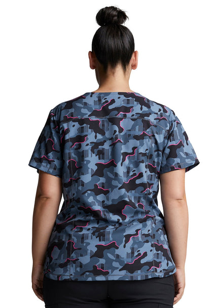 Abstract Dickies Dynamix Print V Neck Scrub Top DK731 TGHP - Scrubs Select