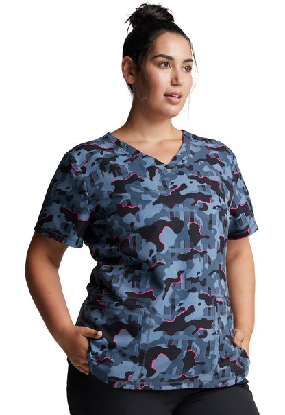 Abstract Dickies Dynamix Print V Neck Scrub Top DK731 TGHP - Scrubs Select