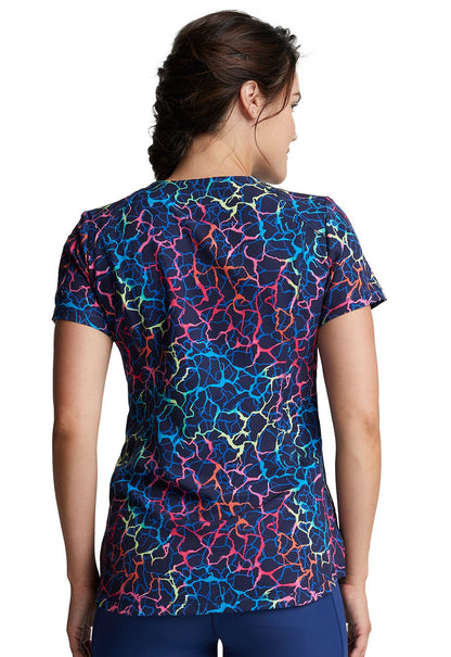 Abstract Dickies Dynamix Print V Neck Scrub Top DK766 CLCK - Scrubs Select