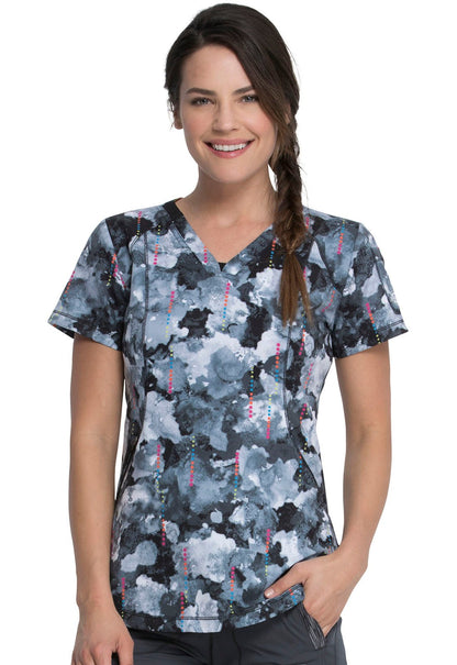 Abstract Dickies Dynamix Print V Neck Scrub Top DK766 GRPO - Scrubs Select