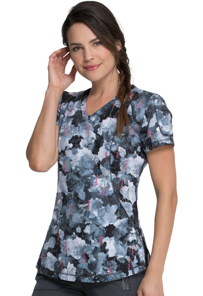 Abstract Dickies Dynamix Print V Neck Scrub Top DK766 GRPO - Scrubs Select
