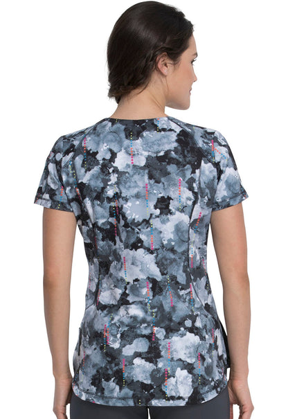 Abstract Dickies Dynamix Print V Neck Scrub Top DK766 GRPO - Scrubs Select