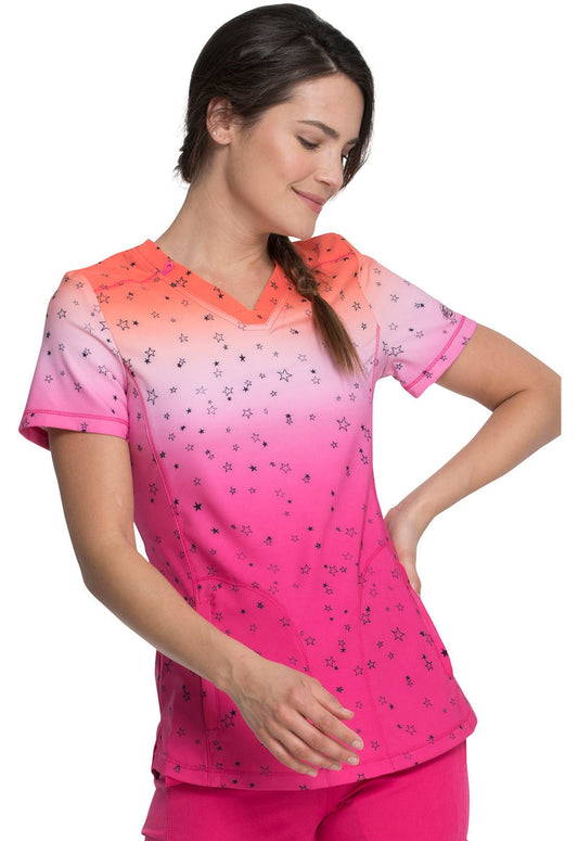 Abstract Dickies Dynamix Print V Neck Scrub Top DK838 FASR - Scrubs Select