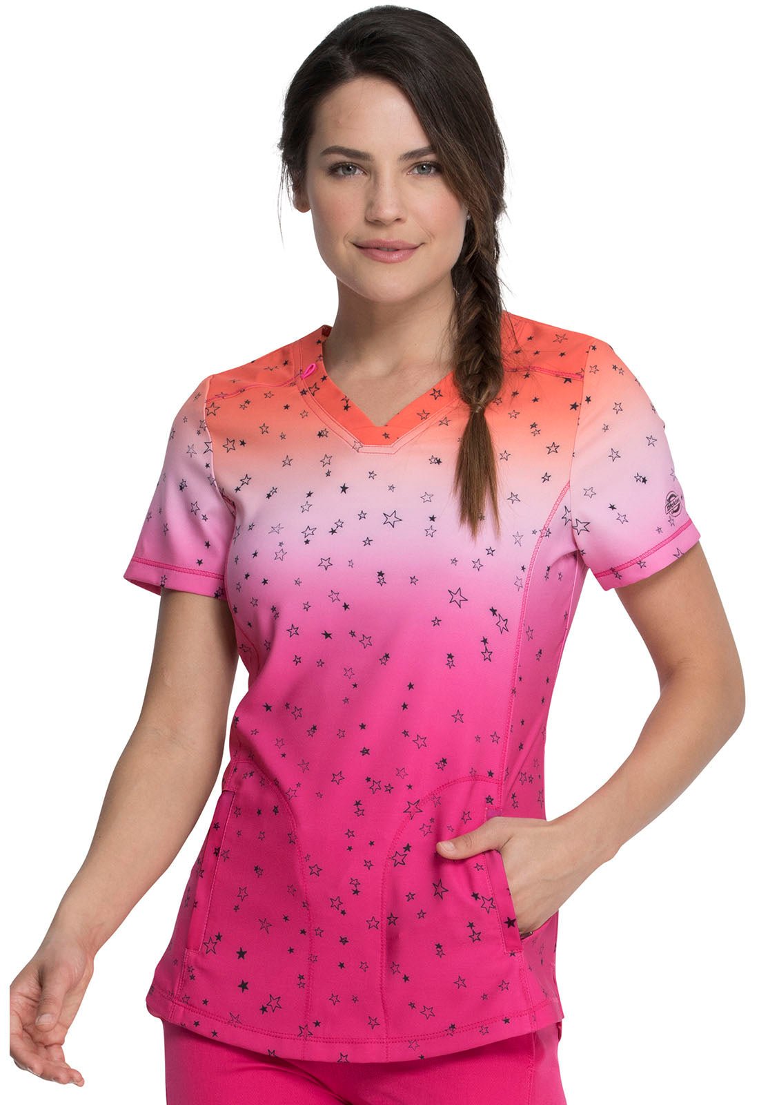 Abstract Dickies Dynamix Print V Neck Scrub Top DK838 FASR - Scrubs Select