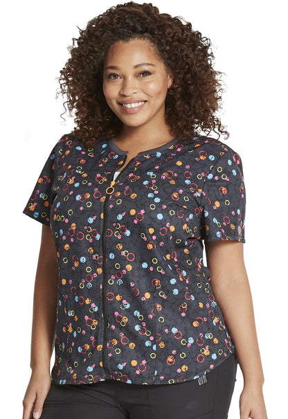 Abstract Dickies Dynamix Print Zip Front Round Neck Scrub Top DK776 DSSO - Scrubs Select