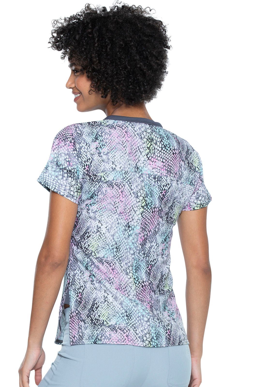 Abstract HeartSoul Print Round Neck Scrub Top HS800 STHS - Scrubs Select