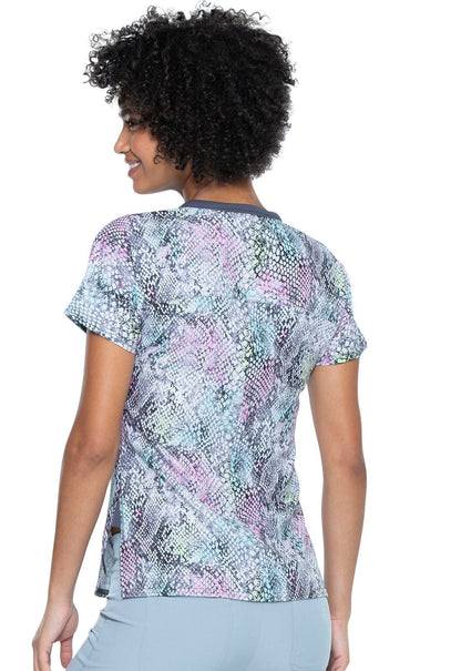 Abstract HeartSoul Print Round Neck Scrub Top HS800 STHS - Scrubs Select