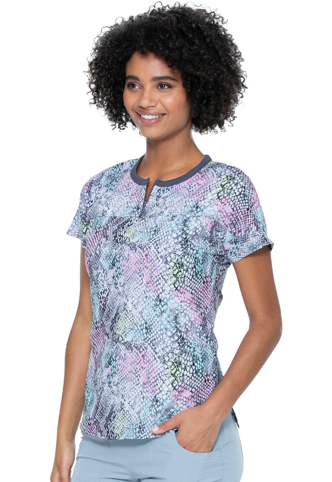 Abstract HeartSoul Print Round Neck Scrub Top HS800 STHS - Scrubs Select