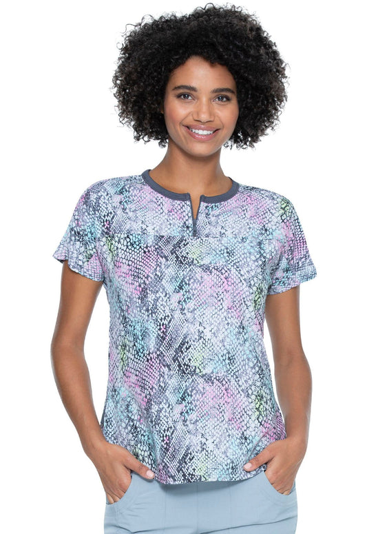 Abstract HeartSoul Print Round Neck Scrub Top HS800 STHS - Scrubs Select
