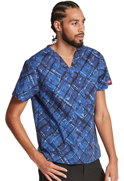 Abstract Print Dickies Men's V Neck Scrub Top DK725 PATD - Scrubs Select