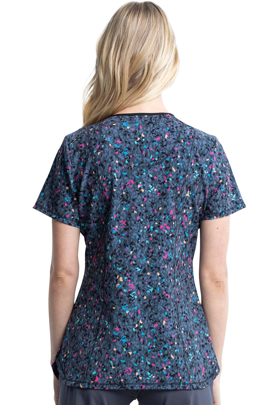 Abstract Print V Neck Scrub Top CK634 SKYS - Scrubs Select