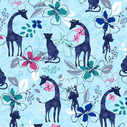 African Animal Cherokee iFlex Print Mock Wrap Knit Panel Scrub Top CK698 JUBU - Scrubs Select