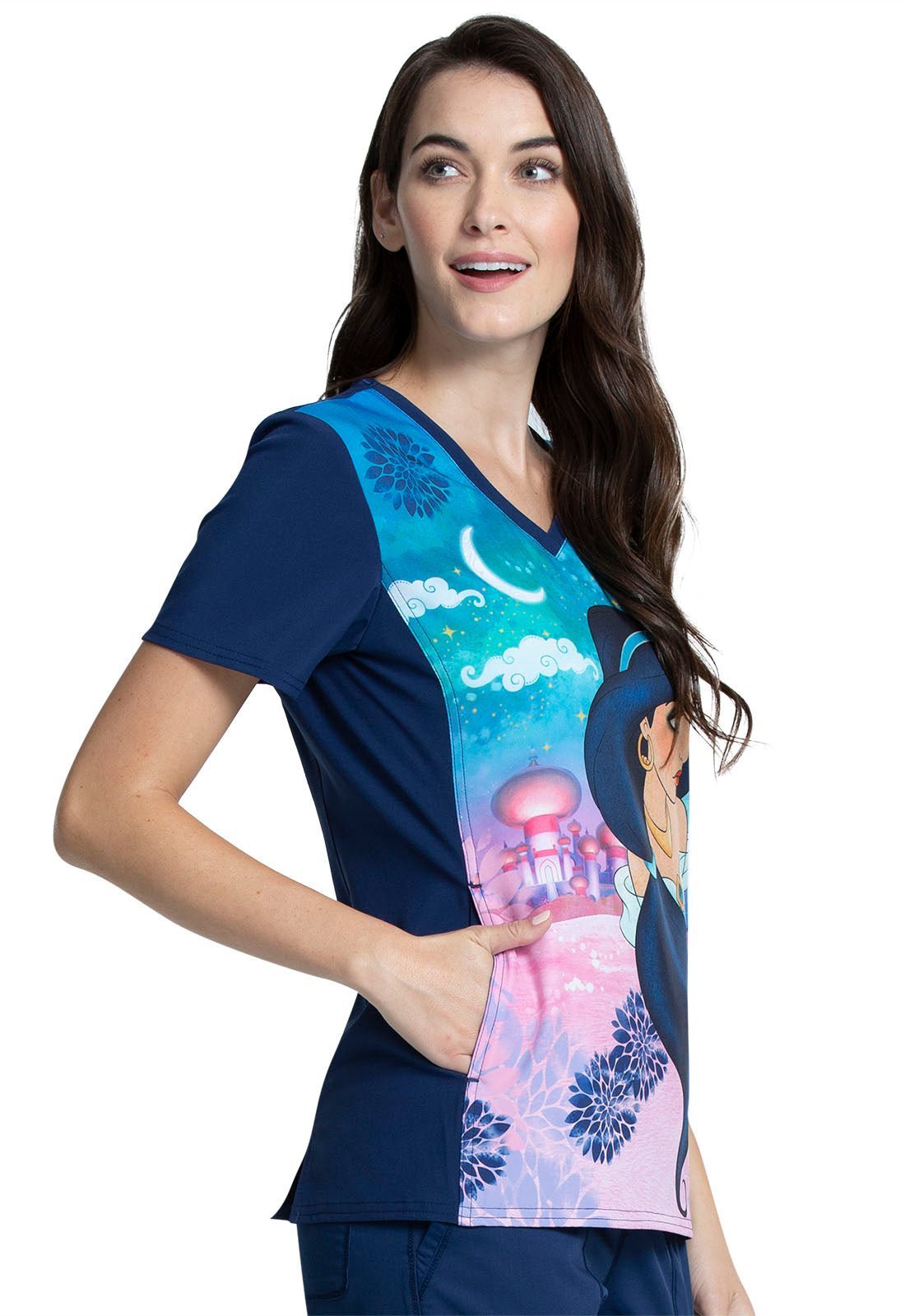 Aladdin Tooniforms Licensed Disney V Neck Scrub Top TF637 PRGH - Scrubs Select