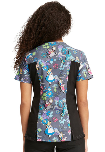 Alice In Wonderland Tooniforms Licensed Disney V Neck Scrub Top TF764 ALCE - Scrubs Select
