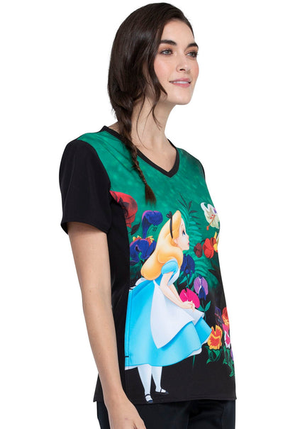 Alice In Wonderland Tooniforms Licensed V Neck Scrub Top TF627 ALWL - Scrubs Select