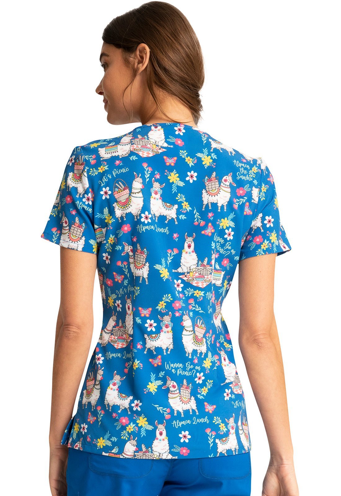 Alpaca Cherokee Print V Neck Scrub Top CK678 APPC - Scrubs Select