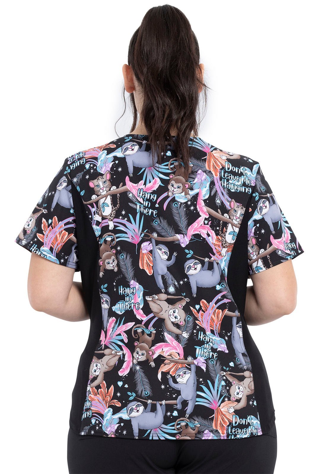 Animal Cherokee Print V Neck Knit Panel Scrub Top CK641 DNLV - Scrubs Select