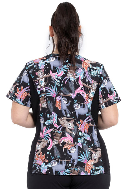 Animal Cherokee Print V Neck Knit Panel Scrub Top CK641 DNLV - Scrubs Select
