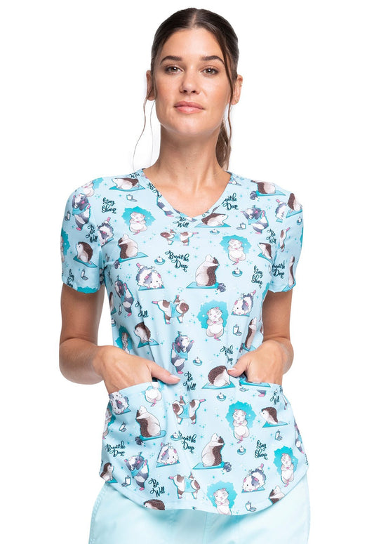 Animal Cherokee Print V Neck Scrub Top CK637 WLVB - Scrubs Select