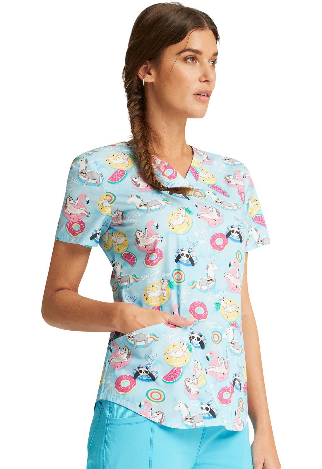 Animal Cherokee Print V Neck Scrub Top CK652 GWFL - Scrubs Select