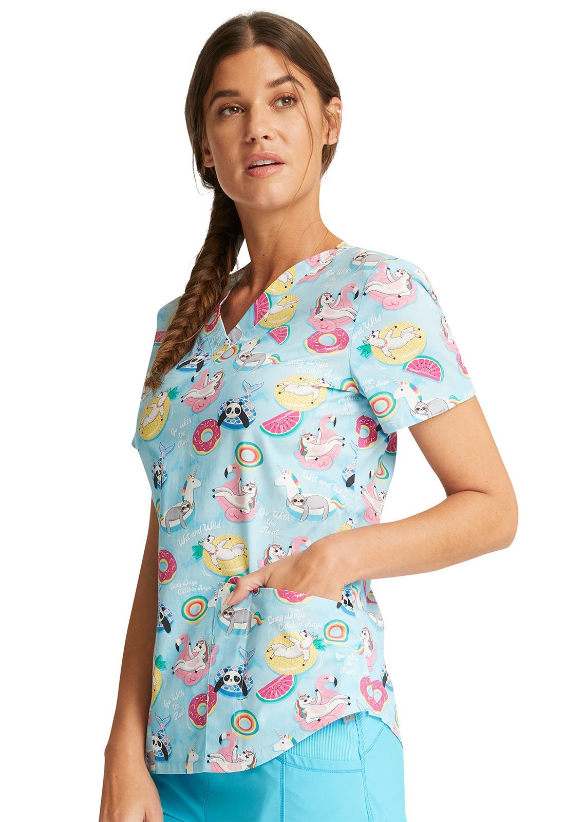 Animal Cherokee Print V Neck Scrub Top CK652 GWFL - Scrubs Select