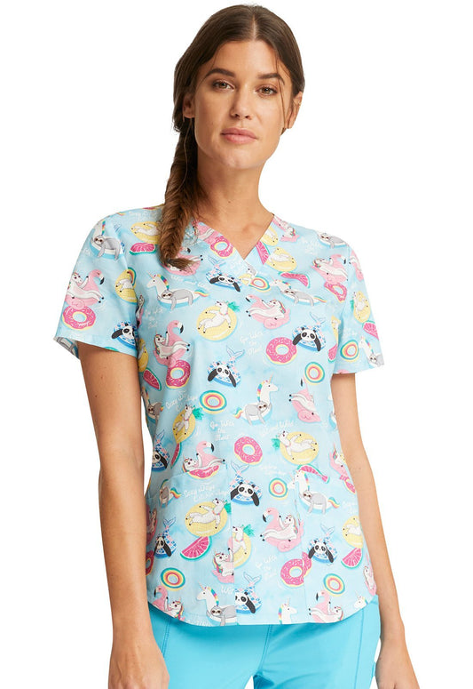Animal Cherokee Print V Neck Scrub Top CK652 GWFL - Scrubs Select