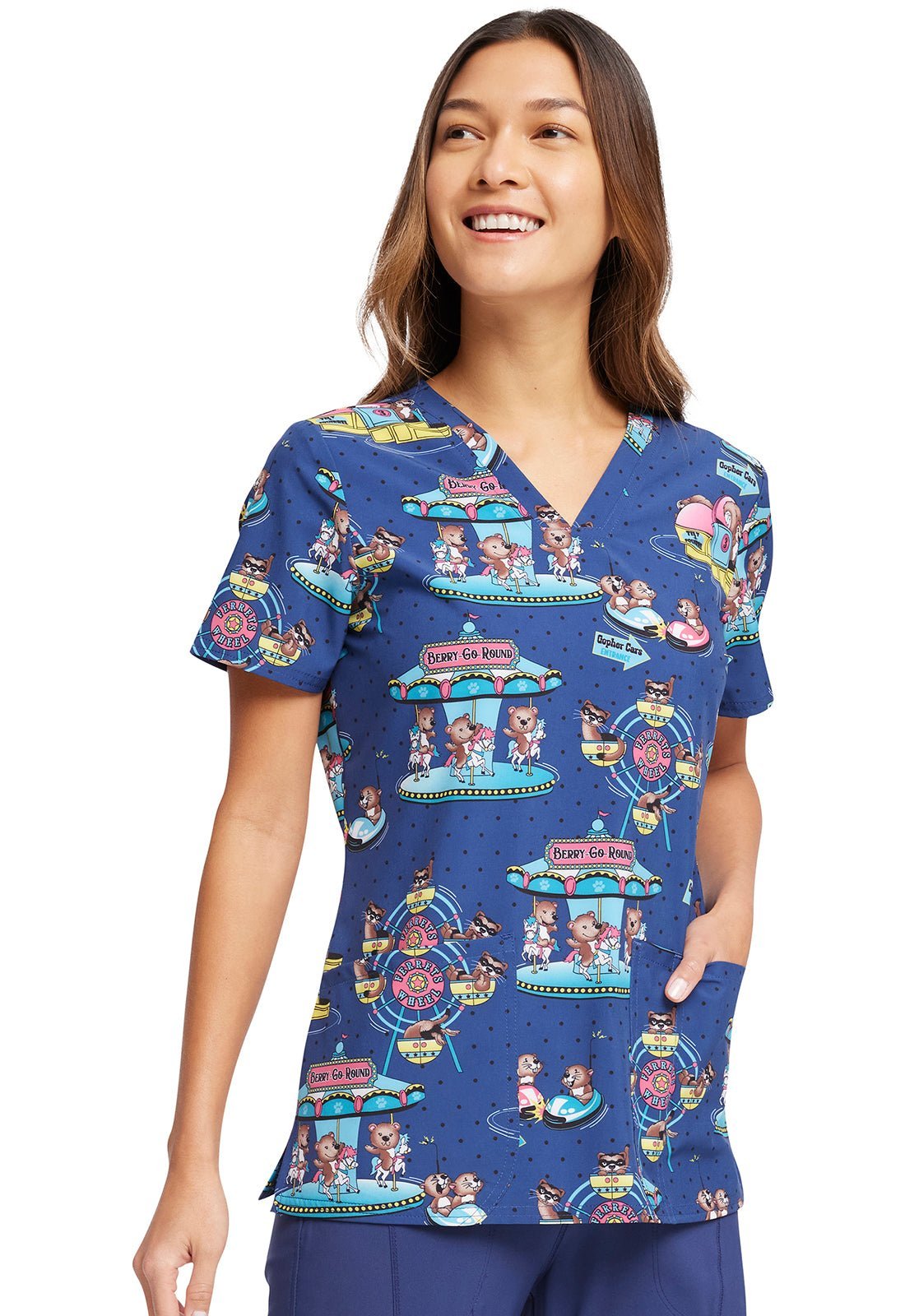 Animal Cherokee Print V Neck Scrub Top CK671 CVCT - Scrubs Select