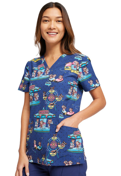 Animal Cherokee Print V Neck Scrub Top CK671 CVCT - Scrubs Select