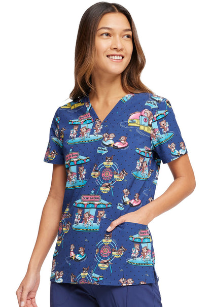 Animal Cherokee Print V Neck Scrub Top CK671 CVCT - Scrubs Select