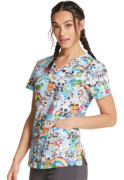 Animal Dickies Print V Neck Scrub Top DK617 DYMG - Scrubs Select