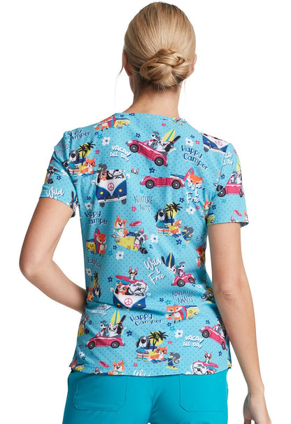 Animal Dickies Print V Neck Scrub Top DK876 VADY - Scrubs Select