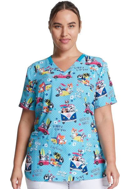 Animal Dickies Print V Neck Scrub Top DK876 VADY - Scrubs Select
