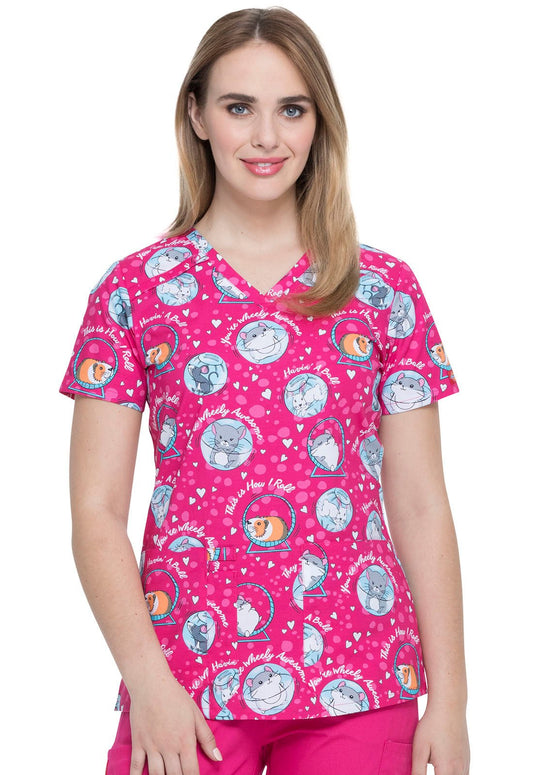 Animal Print Dickies V Neck Scrub Top DK617 THMR - Scrubs Select