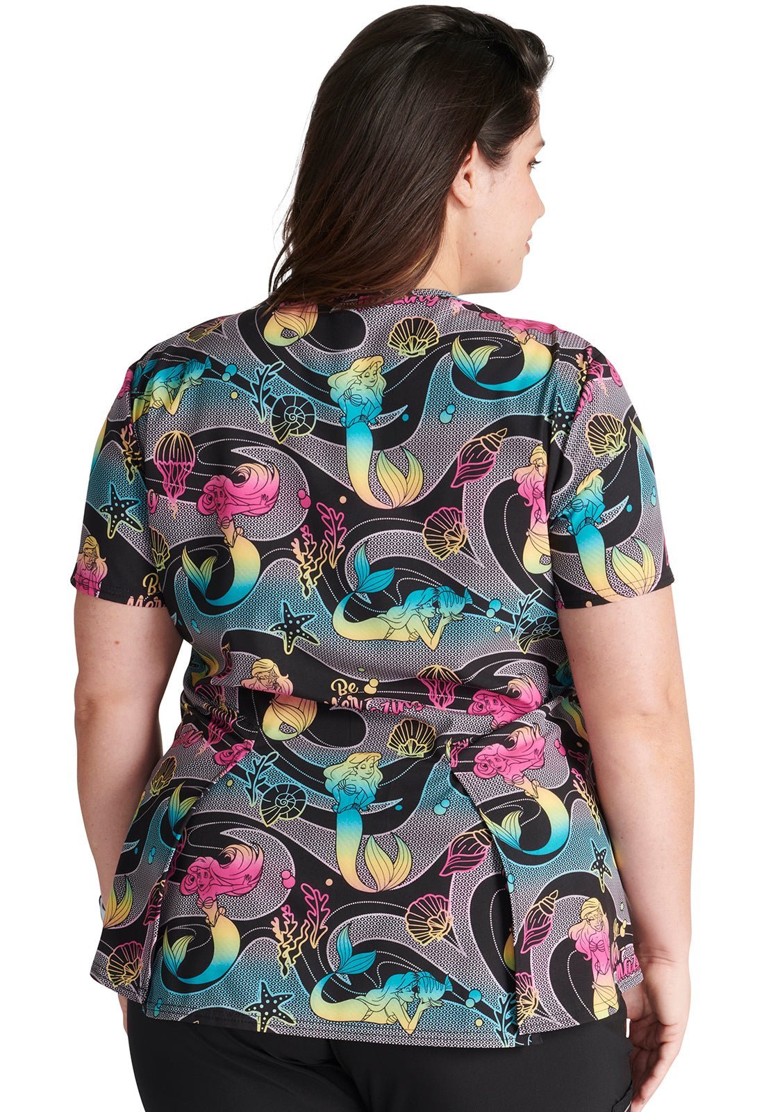 Ariel Little Mermaid Cherokee Tooniforms Disney V Neck Scrub Top TF756 LMMZ - Scrubs Select