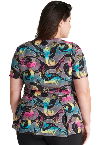 Ariel Little Mermaid Cherokee Tooniforms Disney V Neck Scrub Top TF756 LMMZ - Scrubs Select