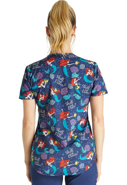 Ariel Tooniforms Licensed Disney Little Mermaid V Neck Scrub Top TF737 LMSH - Scrubs Select