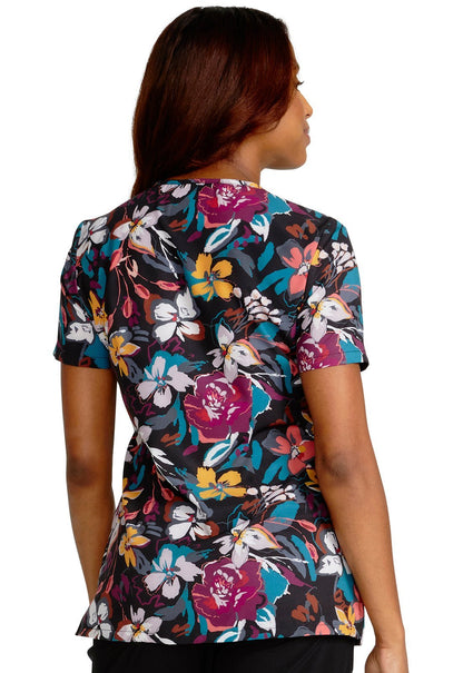 Artful Blooms Cherokee Floral Print V Neck Scrub Top CK678 ARBM - Scrubs Select