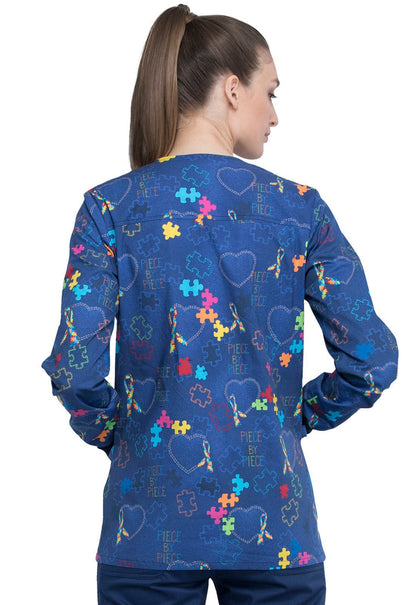 Autism Awareness Cherokee Print Warm Up Scrub Jacket CK301 PYHT - Scrubs Select