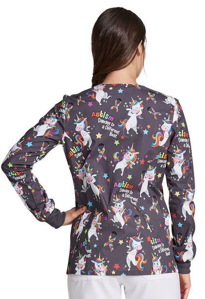 Autism Awareness Dickies Snap Front Scrub Jacket DK306 ABET - Scrubs Select