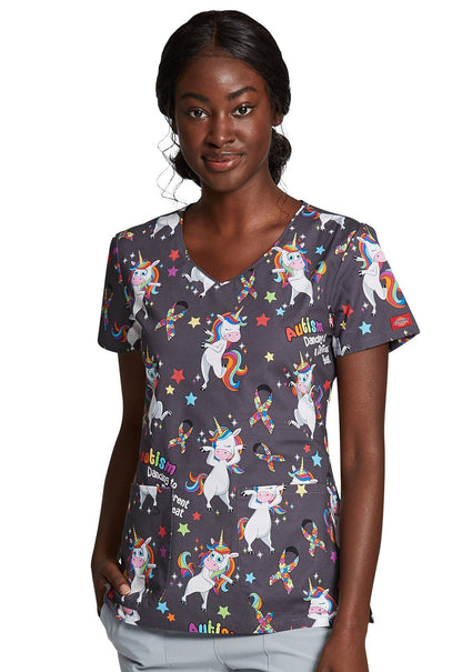 Autism Awareness Print V Neck Scrub Top DK700 ABET - Scrubs Select