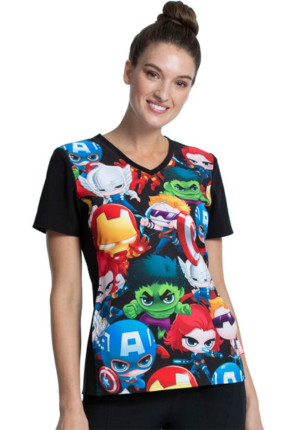 Avengers Tooniforms Licensed Marvel V Neck Scrub Top TF627 MAUP - Scrubs Select