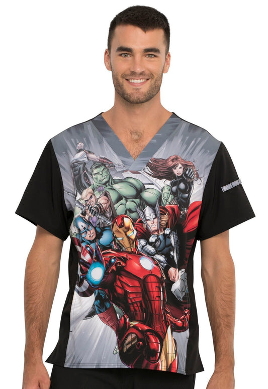 Avengers Tooniforms Licensed Men's V Neck Scrub Top TF708 MAIT - Scrubs Select