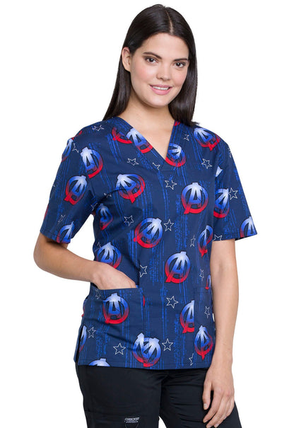 Avengers Tooniforms Marvel Unisex V Neck Scrub Top TF606 MAAF - Scrubs Select